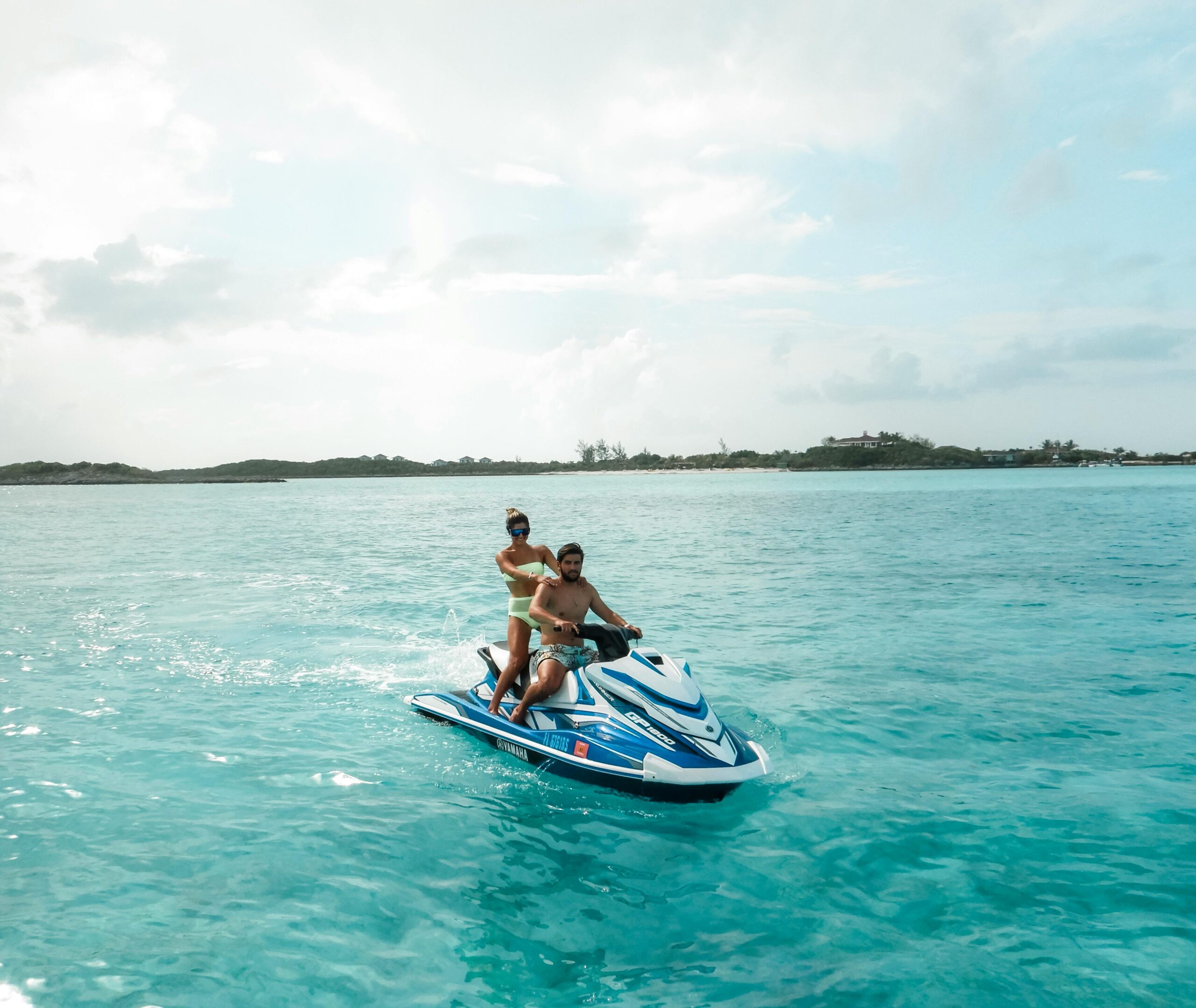 Exciting day jet skiing in the turquoise waters of Exuma, The Bahamas.